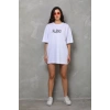 Unisex Bisiklet Yaka Baskılı Oversize TShirt