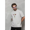 Unisex Bisiklet Yaka Baskılı Oversize TShirt