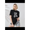 Unisex Bisiklet Yaka Baskılı TShirt