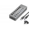 Usb 3.0 Anahtarlı Güç Adaptörlü Hub 7 Port 5 Gbps Gri HDX7047