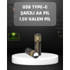 Usb Type-c Girişli Şarjlı Aa Lityum Pil | 1.5v Sabit Çıkış | 3200mwh (2li Paket)