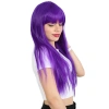 Uzun Kahküllü Fiber Sentetik Peruk - Mor