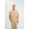 Uzun Kol Bisiklet Yaka Basic SweatShirt - Bej
