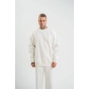 Uzun Kol Bisiklet Yaka Basic SweatShirt - Beyaz -