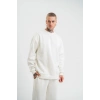 Uzun Kol Bisiklet Yaka Basic SweatShirt - Beyaz -