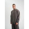 Uzun Kol Bisiklet Yaka Basic SweatShirt - Füme -