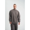 Uzun Kol Bisiklet Yaka Basic SweatShirt - Füme -