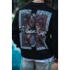 Uzun Kol Bisiklet Yaka Ön ve Arka Baskılı SweatShirt - Siyah -