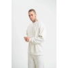Uzun Kol Bisiklet Yaka Yıkamalı SweatShirt - Beyaz -