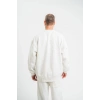 Uzun Kol Bisiklet Yaka Yıkamalı SweatShirt - Beyaz -