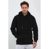 Uzun Kol Kapşonlu Basic Sweatshirt hoodie - Siyah
