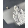 Uzun Kol Kapüşonlu Baskılı SweatShirt - Beyaz -
