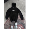 Uzun Kol Kapüşonlu Göğüs Baskılı SweatShirt - Siyah -