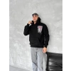Uzun Kol Kapüşonlu Ön Ve Arka Baskılı SweatShirt - Siyah -