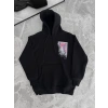 Uzun Kol Kapüşonlu Ön Ve Arka Baskılı SweatShirt - Siyah -