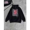 Uzun Kol Kapüşonlu Ön Ve Arka Baskılı SweatShirt - Siyah -