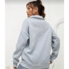 Uzun Kol Yarım Farmuarlı Yakalı Basic SweatShirt - Gri -