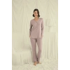 Uzun Kollu Düğmeli V Yaka Pijama Takımı