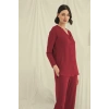 Uzun Kollu Düğmeli V Yaka Pijama Takımı