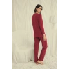 Uzun Kollu Düğmeli V Yaka Pijama Takımı