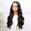Uzun Siyah Su Dalgalı Fiber Sentetik Tül Peruk