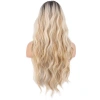 Uzun Su Dalgası Fiber Sentetik Peruk - Kumral / Bal Köpüğü Ombre ve Platin Röfleli
