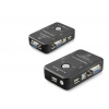 Vga Usb Kvm Switch 2 In 1 Out + 2 Port Usb Console + 2 Port Usb Pc (Klavye/Mouse + Yazıcı) - Siyah HDX1360