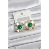 Vintage Model Yeşil Gold Renk Pirinç Kadın Küpe - TJ-BKP11664