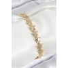 VIP Pirinç Zirkon Taşlı Yıldız Model Gold Renk Kadın Bileklik - TJ-BB7768
