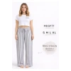 Viskon Pamuklu Kadın Açık Gri Çizgili Pijama Pantolon - MG006 - Mudanis