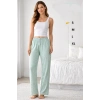 Viskon Pamuklu Kadın Açık Gri Desenli Pijama Pantolon - MG008 - Mudanis