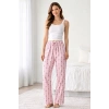 Viskon Pamuklu Kadın Açık Pembe Desenli Pijama Pantolon - MG007 - Mudanis