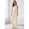 Viskon Pamuklu Kadın Açık Sarı Desenli Pijama Pantolon - MG010 - Mudanis