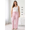 Viskon Pamuklu Kadın Büyük Beden Açık Pembe Desenli Pijama Pantolon - MGB007 - Mudanis
