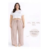 Viskon Pamuklu Kadın Büyük Beden Gül Kurusu Çizgili Pijama Pantolon - MGB003 - Mudanis