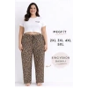 Viskon Pamuklu Kadın Büyük Beden Leopar Desenli Pijama Pantolon - MGB005 - Mudanis