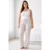 Viskon Pamuklu Kadın Büyük Beden Pudra Desenli Pijama Pantolon - MGB009 - Mudanis