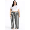 Viskon Pamuklu Kadın Büyük Beden Siyah Çizgili Pijama Pantolon - MGB001 - Mudanis