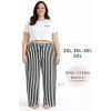 Viskon Pamuklu Kadın Büyük Beden Siyah Çizgili Pijama Pantolon - MGB001 - Mudanis