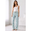 Viskon Pamuklu Kadın Deniz Mavisi Desenli Pijama Pantolon - MG012 - Mudanis