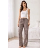 Viskon Pamuklu Kadın Gri Desenli Pijama Pantolon - MG011 - Mudanis