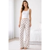 Viskon Pamuklu Kadın Pudra Desenli Pijama Pantolon - MG009 - Mudanis