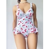 Vişne Desenli Fantezi Body