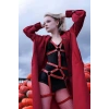 Vücudu Saran Kırmızı Deri Harness Fantazi Giyim - Brf750