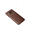 Xiaomi Mi 10T Lite Kılıf Auto Focus Karbon Kapak - Kahverengi