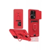 Xiaomi Redmi Note 13 Pro 4G Kılıf Zuma Kartvizitli Yüzüklü Silikon - Kırmızı