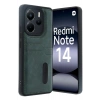 Xiaomi Redmi Note 14 4G Kılıf Sara Kartvizitli Deri Kılıf - Koyu Yeşil