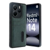 Xiaomi Redmi Note 14 4G Kılıf Sara Kartvizitli Deri Kılıf - Koyu Yeşil