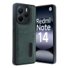 Xiaomi Redmi Note 14 4G Kılıf Sara Kartvizitli Deri Kılıf - Koyu Yeşil