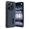Xiaomi Redmi Note 14 4G Kılıf Sara Kartvizitli Deri Kılıf - Lacivert